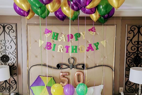 Mardi Gras Style Birthday setup photo 1