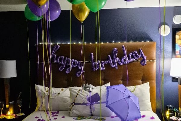 Mardi Gras Style Birthday setup photo 2