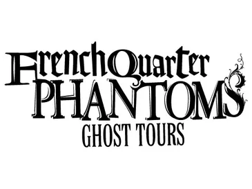 A black and white logo for french quarter phantom ghost tours.